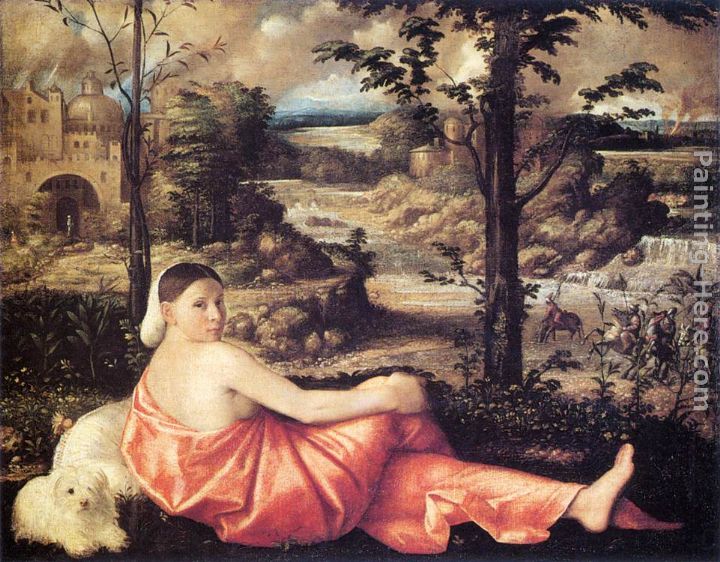 Giovanni Cariani Reclining Woman in a Landscape